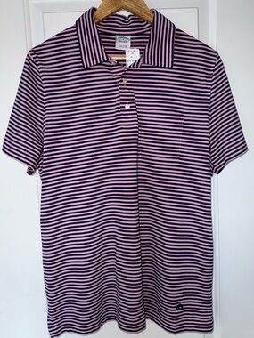 Brooks Brothers Pink & Black Striped Polo